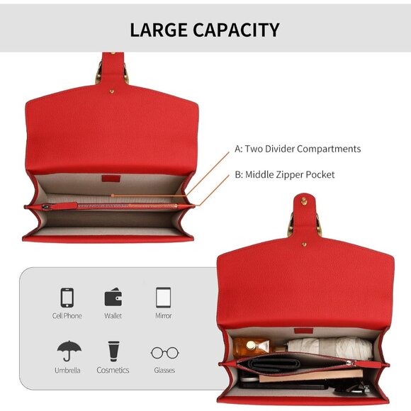 Fashion-Forward Red Leather Bag: Spacious Shoulder Tote for Everyday Use - Picture 6 of 9
